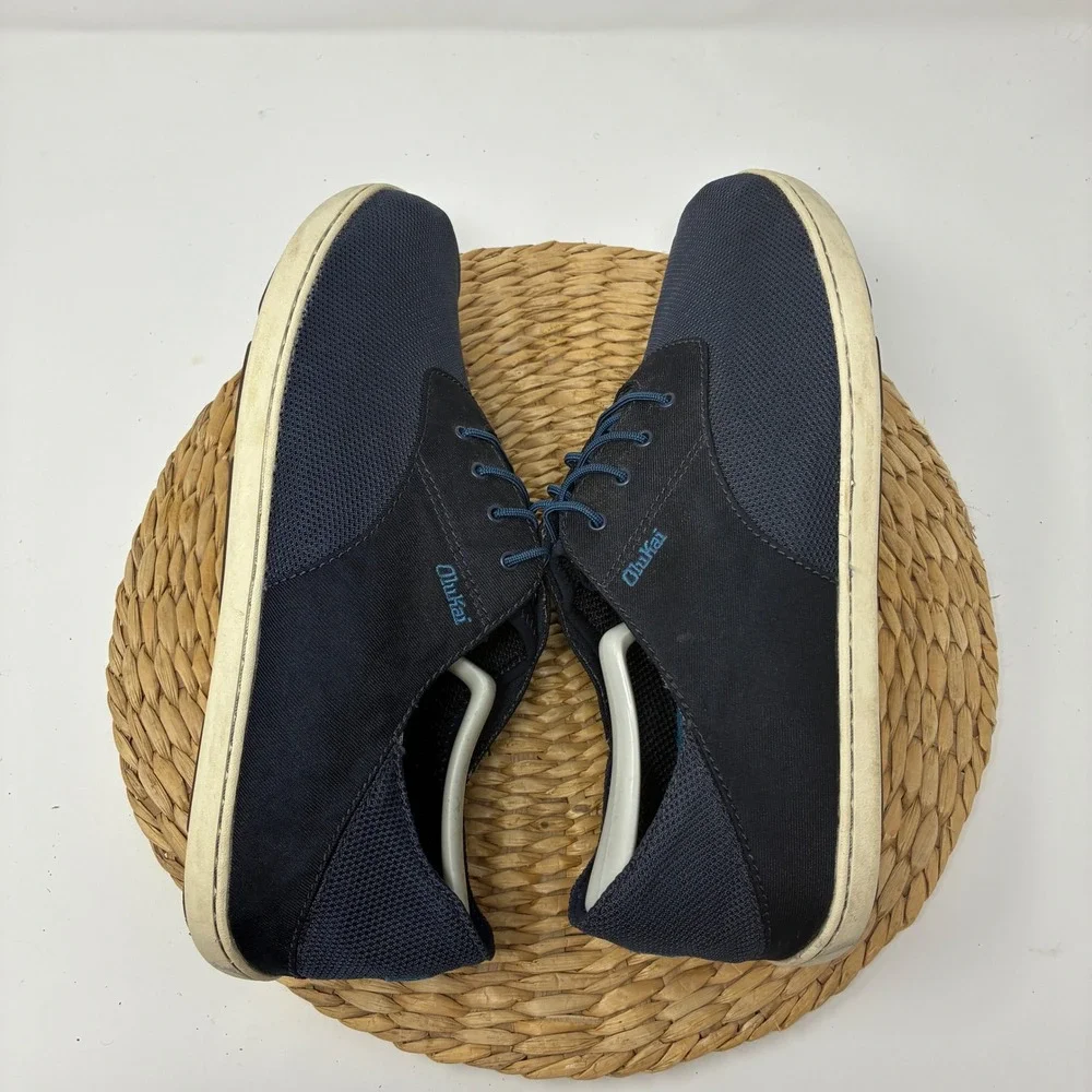 OluKai Nohea‎ Moku Mens 9.5 Navy Blue Mesh Boat Shoes Sneakers 10283-4848